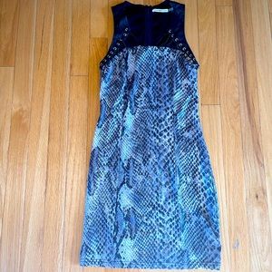 Mustard Seed Snakeskin & Black Mini Dress - Size S